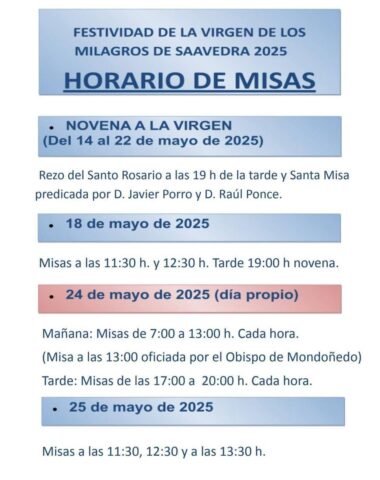 horarios misas saavedra